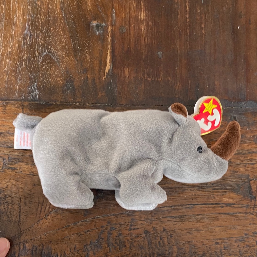 Ty Plush Rhino “Spike” in Gray and Brown